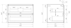 Differnz Reno meubel set 75cm eiken