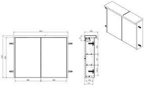 Fontana Grado spiegelkast met verlichting 80cm 2 deuren wit mat