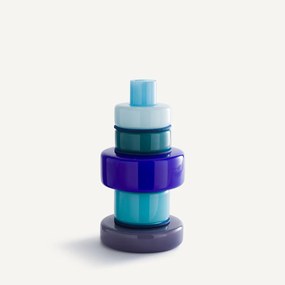 Vaas met 5 ringen van geblazen glas, H32 cm, Maveo