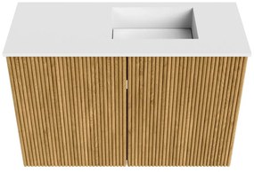 Mondiaz Joya 60cm toiletmeubel oak met wastafel faye rechts 1 kraangat talc