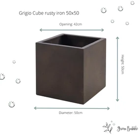Pot Grigio cube rusty iron