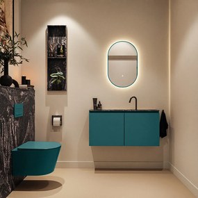 Mondiaz Ture DLux toiletmeubel 100cm smag met wastafel lava midden met kraangat