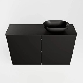 Mondiaz Fowy toiletmeubel 80cm urban met zwarte waskom rechts en kraangat