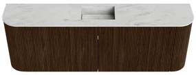 Mondiaz Joya DLux 125cm toiletmeubel ronding links/rechts walnut met wastafel faye midden 1 kraangat opalo