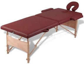 vidaXL Inklapbare massagetafel 2 zones met houten frame (Rood)