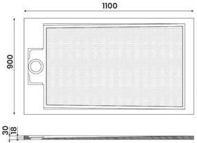 Gelco Ema rechthoekige douchebak antislip 110x90cm wit