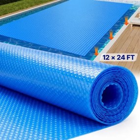 VEVOR Solar Pool Cover, 7,32 x 3,66 m Rechthoekige Solar Deken voor Zwembaden, Solar Cover voor Bovengrondse Zwembaden, 16 mil Solar Covers Blauw