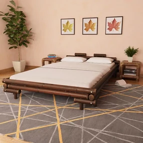 vidaXL Bedframe bamboe donkerbruin 140x200 cm