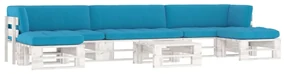 vidaXL 6-delige Loungeset pallet met kussens wit geïmpregneerd hout