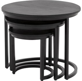 Goossens Salontafel Jelle rond, hout mango zwart, urban industrieel, 54 x 45 x 54 cm
