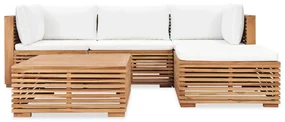 vidaXL 5-delige Loungeset met kussens massief teakhout