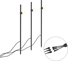 Set van 3 moderne prikspots zwart incl. LED IP44 - Garly Ball