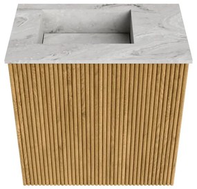 Mondiaz Joya DLux 40cm toiletmeubel oak met wastafel faye links zonder kraangat glace