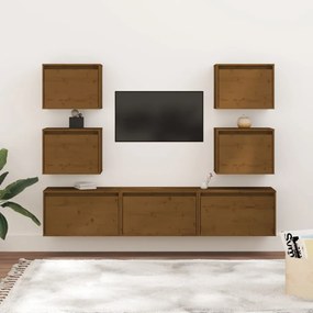vidaXL Tv-meubelen 7 st massief grenenhout honingbruin
