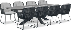Tuinset 8 personen 300 cm Rope Grijs Domani Furniture Trivento/Voyage