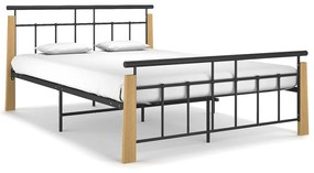 vidaXL Bedframe metaal en massief eikenhout 140x200 cm