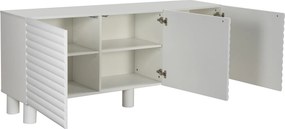 Dressoir Met Grote Ribbels Wit 180 Cm - 180x40x75cm.