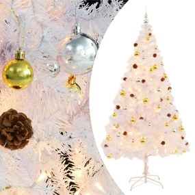 vidaXL Kunstkerstboom met kerstballen en LED's 210 cm wit