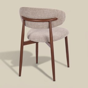 Eetkamerstoel Walnoot Met Beige Stof