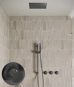 Saniclear Plus Curved Pro inbouw regendouche met inbouw douchekop 30x30cm, glijstang en staafhanddouche verouderd ijzer - gunmetal