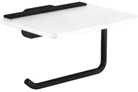 Eastbrook Asti messing toiletrolhouder met glazen planchet zwart mat