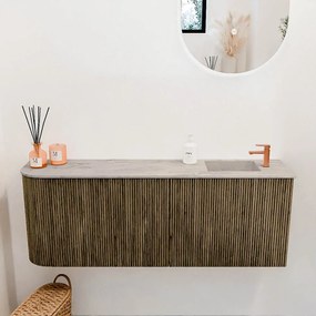 Mondiaz Joya DLux 110cm toiletmeubel ronding links dusk met wastafel faye rechts 1 kraangat glace