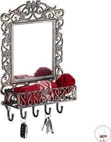 Wandkapstok - gietijzer kapstok - haken - spiegel antiek - garderobe