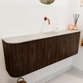 Mondiaz Joya DLux 125cm toiletmeubel ronding links/rechts walnut met wastafel faye midden zonder kraangat ostra