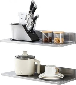 VEVOR kruidenrek wandplank 2-delig, hangende keukenplank 610 x 218 x 85 mm, zwevende plank roestvrij staal draagvermogen 20 kg, plank wandplank kruidenrek geschikt voor keukens, restaurants, hotels, etc.