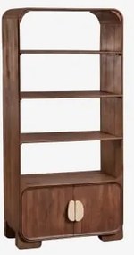 Kivalina 190 Cm Boekenplank Van Mangohout En Natuursteen Travertijn - Donker Mangohout - Sklum