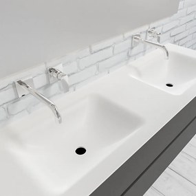 Zaro Valencia Solid Surface badmeubel 150cm mat antraciet zonder kraangat dubbele spoelbak