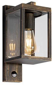 Buiten wandlantaarn antiek goud met bewegingssensor IP44 - Charlois