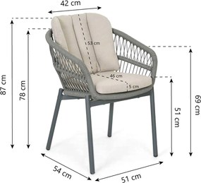 Tuinset 6 personen 220 cm Rope Grijs De Laan Projects