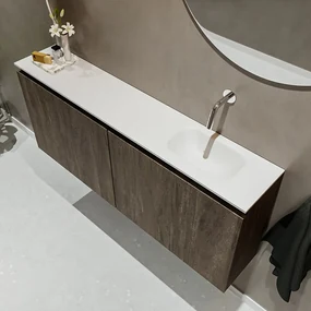Mondiaz Ture 120cm toiletmeubel dark brown met wastafel talc rechts geen kraangat
