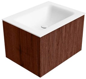 Mondiaz Kurve 60cm badmeubel ruby met 1 lade en wastafel cloud midden 1 kraangat