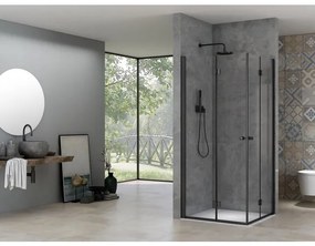 Van Rijn ST 02 Draai-Vouwcabine - helder glas - 90x90cm - zwart beslag - geborsteld messing ST0295090HEZW