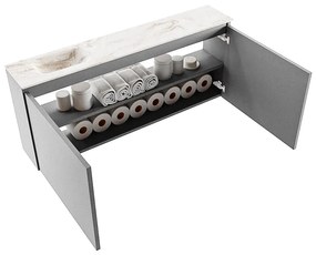 Mondiaz Ture DLux toiletmeubel 120cm plata met wastafel frappe links met kraangat