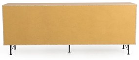 Tenzo Flow Groot Dressoir Mat Zwart Eiken - 206x44x79cm.
