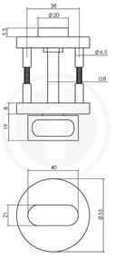 Intersteel Toilet En Badkamerslot 55x8mm Aluminium Zwart