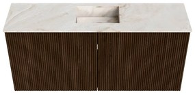 Mondiaz Joya DLux 90cm toiletmeubel walnut met wastafel faye midden zonder kraangat frappe
