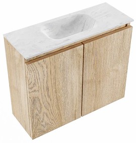 Mondiaz Ture DLux toiletmeubel 60cm washed oak met wastafel opalo midden zonder kraangat