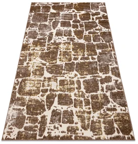 Tapijt MEFE modern 6184 Straatstenen ,  - Structureel,  twee poolhoogte , donker  beige