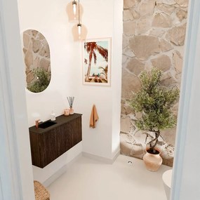 Mondiaz Joya 80cm toiletmeubel walnut met wastafel faye links 1 kraangat urban
