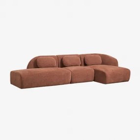 3-delige Modulaire Rechter Chaise Longue Bank Met Linker Divan In Chenille Coquette Chenille Roestbruin - Sklum