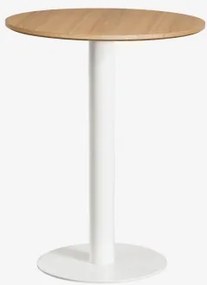 Ronde Barkruktafel Van Mdf Xiren Ø60 Cm & Natuurlijk Houtbruin - Wit - Sklum
