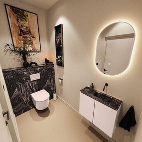 Mondiaz Ture DLux toiletmeubel 60cm rosee met wastafel lava rechts zonder kraangat