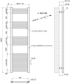 Eastbrook Wendover handdoekradiator 40x140cm 542W wit glans