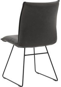 Goossens Excellent Eetkamerstoel Nica grijs leer leuning en Sledevoet,, modern design