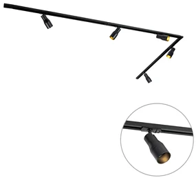 Modern railsysteem met 5 Spot / Opbouwspot / Plafondspots zwart 1-fase - Iconic Kohua Modern GU10 Binnenverlichting Lamp