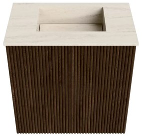 Mondiaz Joya DLux 40cm toiletmeubel walnut met wastafel faye midden zonder kraangat meli